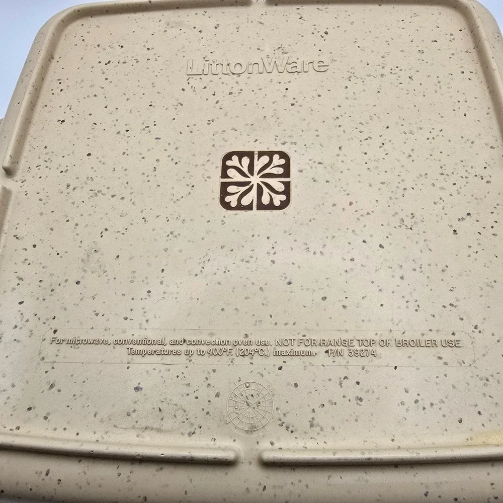 LittonWare Casserole Dish Set Tan Speckled Square Oven Microwave 39274 / 39271